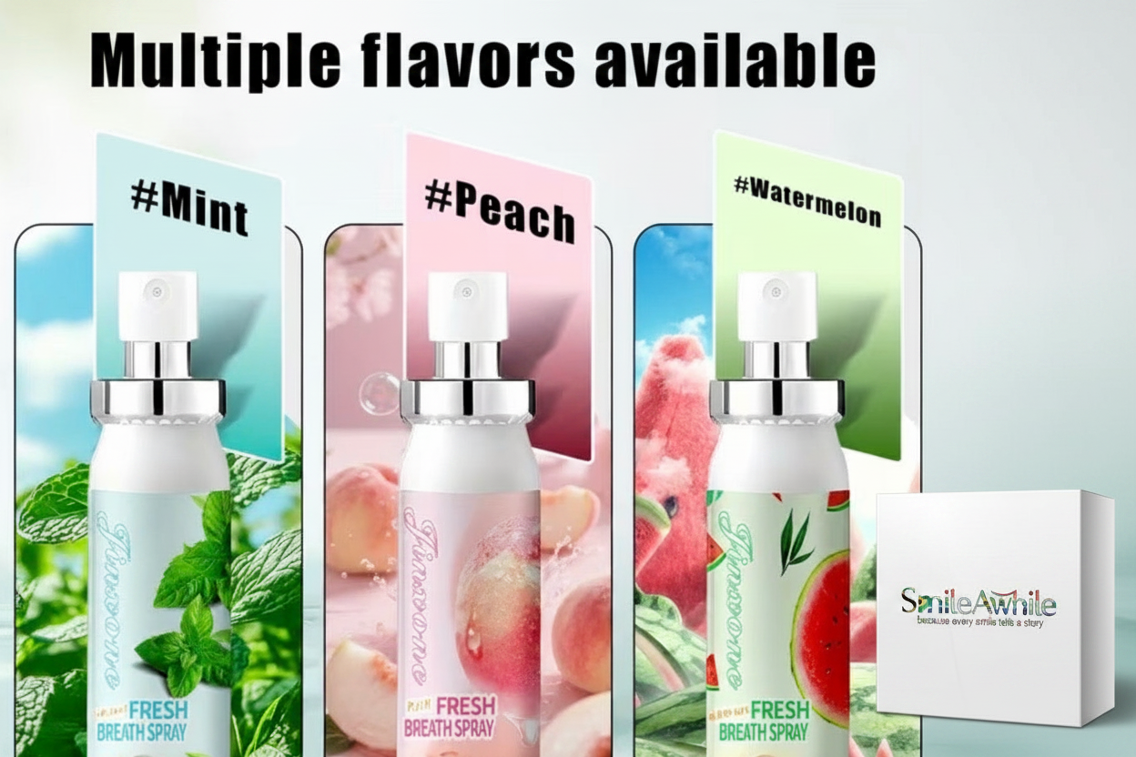 Breath Spray – Multiple Flavors with Larger SmileAwhile Square Box